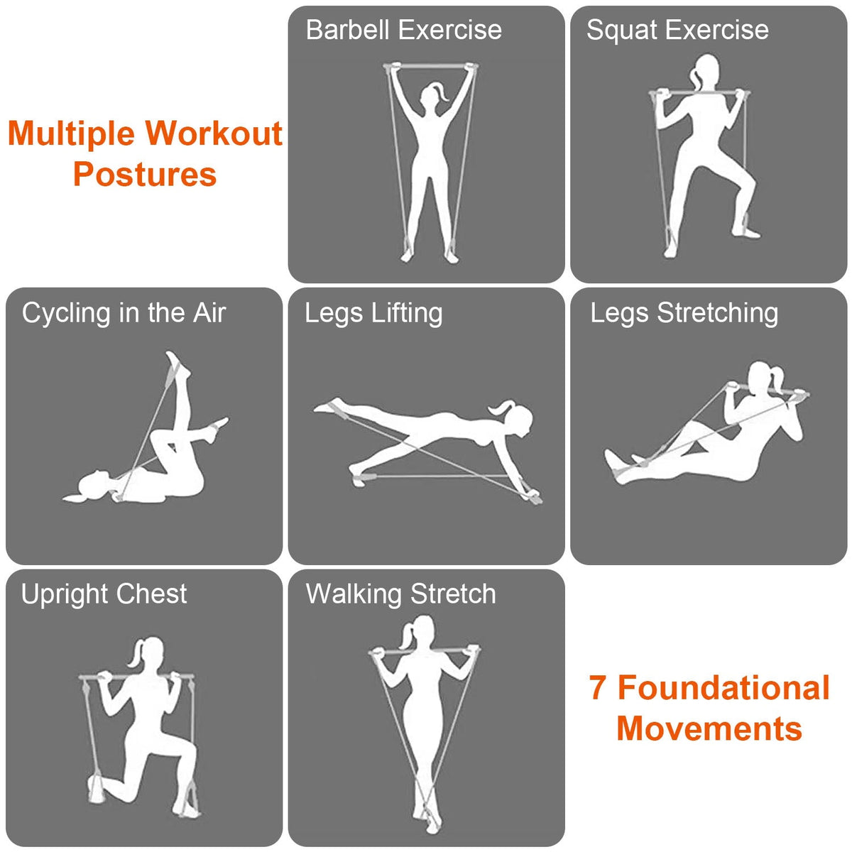 100LBS OR 180LBS Band Options - 1Pc Pilates Bar Kit Multifunctional Pilates…