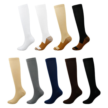 Cross-Border Solid Color Color Matching Outdoor Fitness Pressure Socks Cycling and Running Long Tube Sports and Leisure Sweat-Absorbent Breathable Elastic Socks - image 1