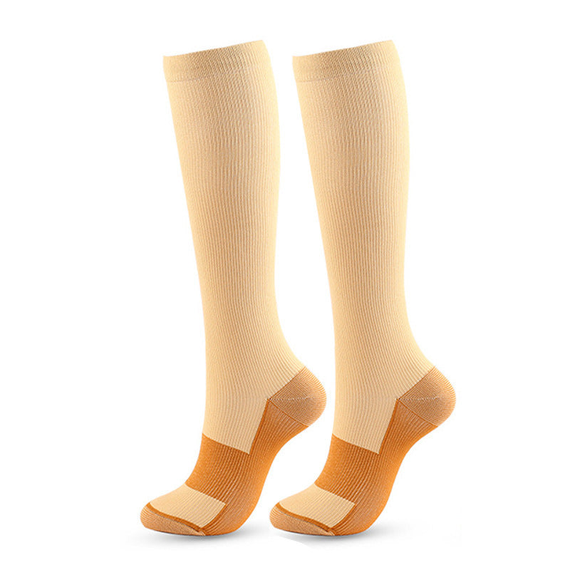 Cross-Border Solid Color Color Matching Outdoor Fitness Pressure Socks Cycling and Running Long Tube Sports and Leisure Sweat-Absorbent Breathable Elastic Socks - image 5