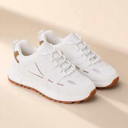 Women's PU running shoes with a low-ankle profile and round toe