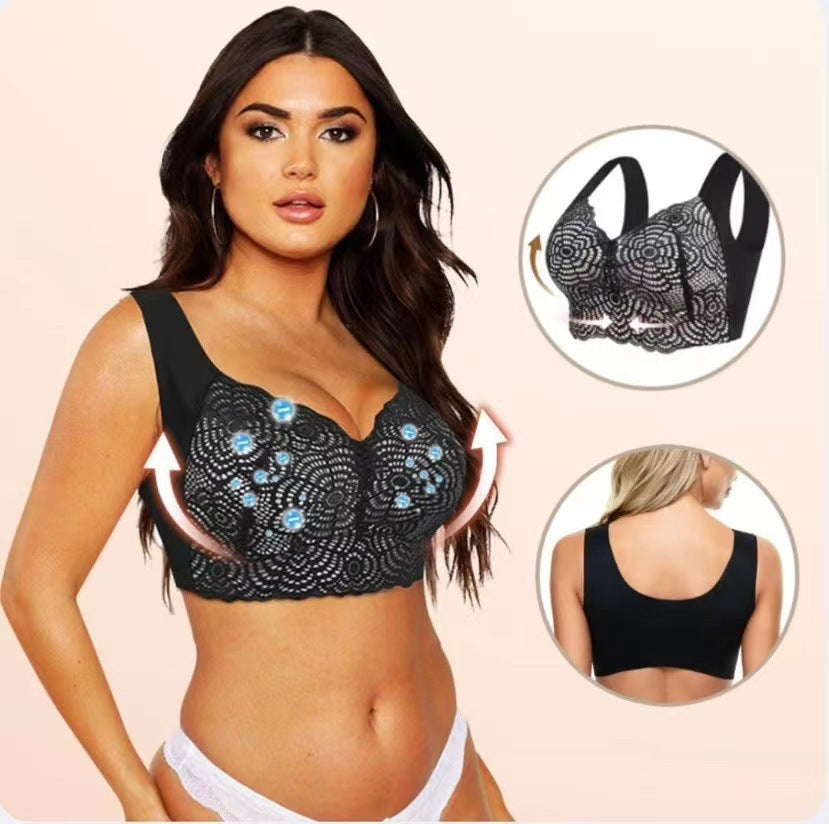 Cross-border Underwear Without Steel Ring plus size Sexy Lace Sports Sleep Vest Bra chubby girl Thin Push-up Bra - image 3