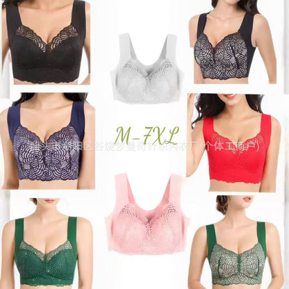 Cross-border Underwear Without Steel Ring plus size Sexy Lace Sports Sleep Vest Bra chubby girl Thin Push-up Bra - image 4
