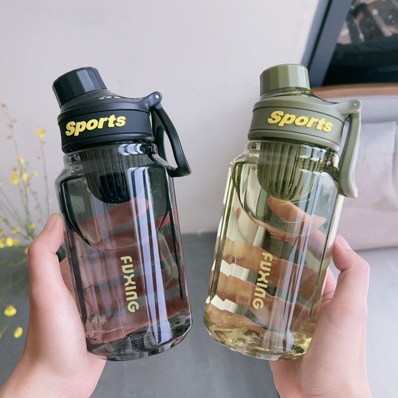Sports water cup large capacity plastic cup for men and women students summer outdoor fitness high color value with tea compartment portable kettle - image 1