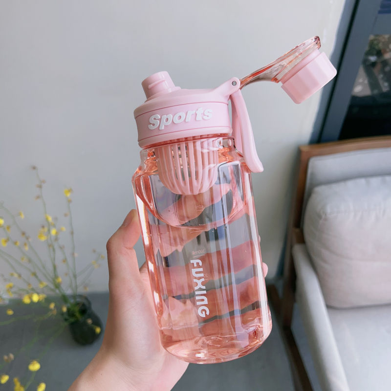 Sports water cup large capacity plastic cup for men and women students summer outdoor fitness high color value with tea compartment portable kettle - image 4