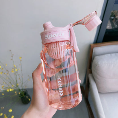 Sports water cup large capacity plastic cup for men and women students summer outdoor fitness high color value with tea compartment portable kettle - image 4