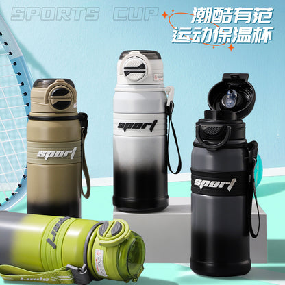 316 Austenitic Stainless Steel Thermos Cup Portable Large Capacity Straw Double Drinking Bottle Outdoor Sports Fitness Bottle - image 1