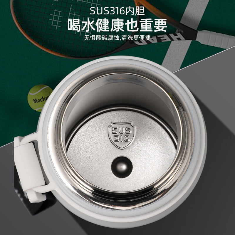 316 Austenitic Stainless Steel Thermos Cup Portable Large Capacity Straw Double Drinking Bottle Outdoor Sports Fitness Bottle - image 2