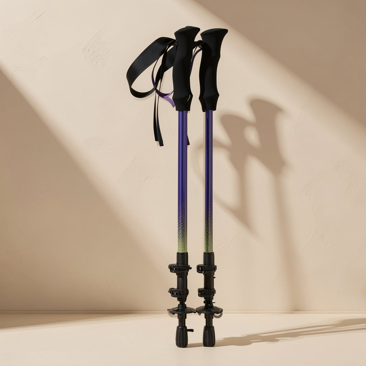 Carbon fiber trekking pole with three sections, an external lock, and a tungsten steel tip - view 5