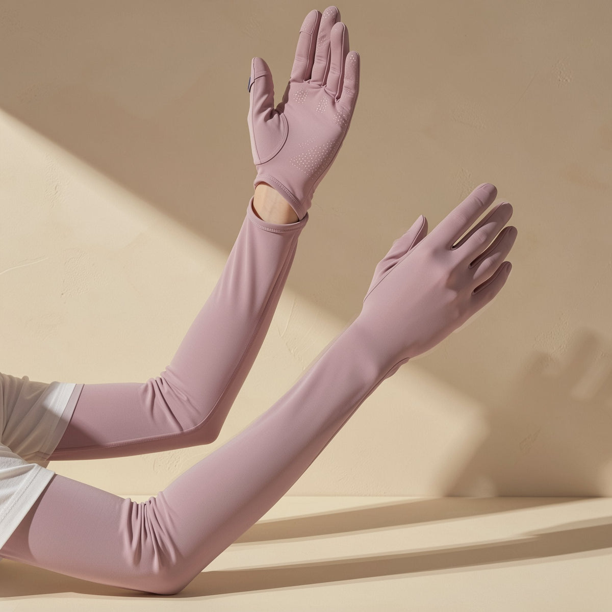 Nylon arm sleeve identified as a summer sunscreen sleeve