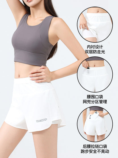 Five Pocket Running Shorts Summer Men's and Women's Sports Fitness Yoga Breathable Perspiration Quick-drying Anti-walking Running Pants - image 3