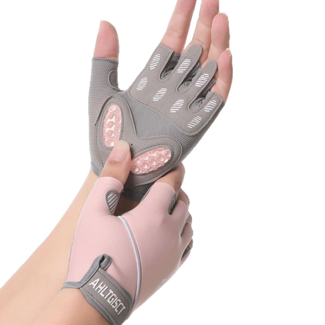 Sports gloves women's iron yoga non-slip air cushion shock absorption half-finger gloves ice silk breathable wear-resistant fitness gloves - image 5