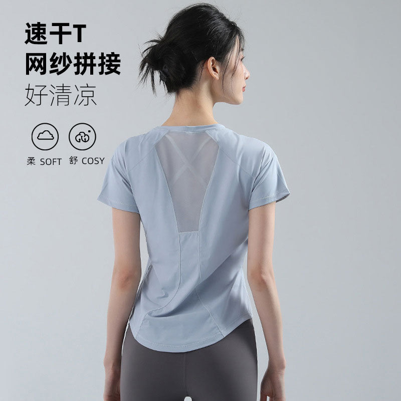 Professional Running Sports suit Women's Summer New Breathable Quick-drying Clothes Fitness Clothes Short-sleeved High-end Yoga Clothes - image 1