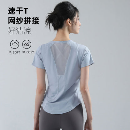 Professional Running Sports suit Women's Summer New Breathable Quick-drying Clothes Fitness Clothes Short-sleeved High-end Yoga Clothes - image 1