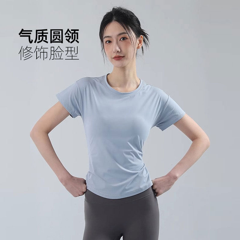 Professional Running Sports suit Women's Summer New Breathable Quick-drying Clothes Fitness Clothes Short-sleeved High-end Yoga Clothes - image 2