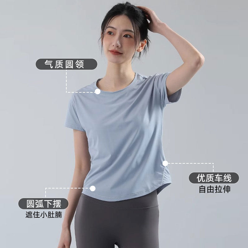 Professional Running Sports suit Women's Summer New Breathable Quick-drying Clothes Fitness Clothes Short-sleeved High-end Yoga Clothes - image 3