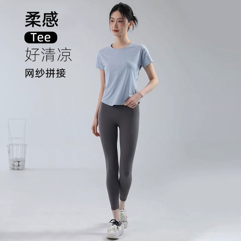 Professional Running Sports suit Women's Summer New Breathable Quick-drying Clothes Fitness Clothes Short-sleeved High-end Yoga Clothes - image 4