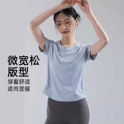 Professional Running Sports suit Women's Summer New Breathable Quick-drying Clothes Fitness Clothes Short-sleeved High-end Yoga Clothes - image 5