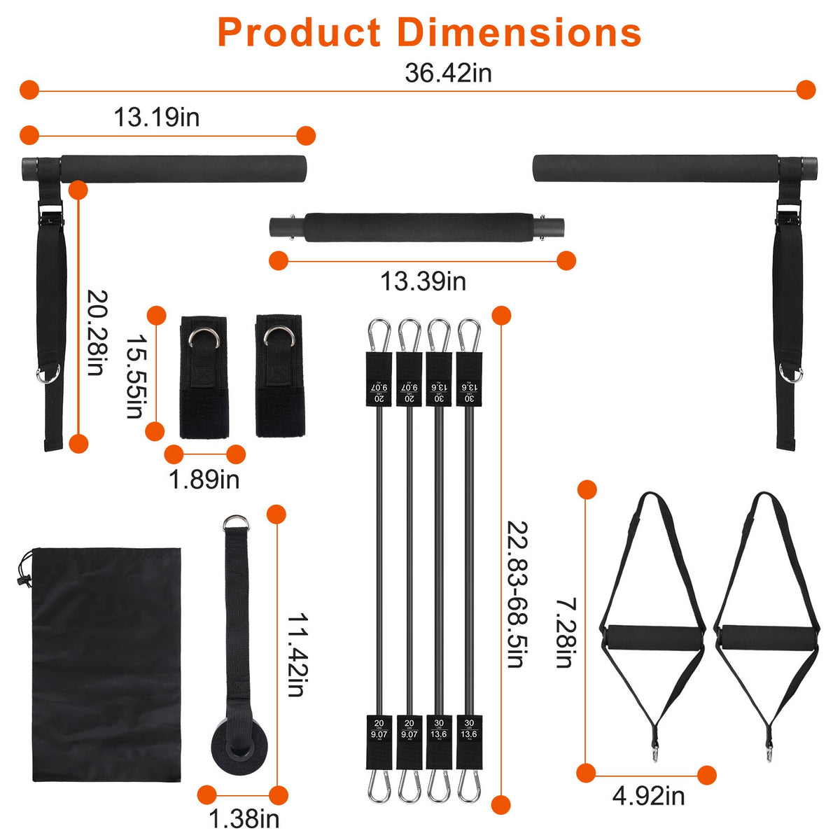 Pilates Bar with Resistance Bands Kit