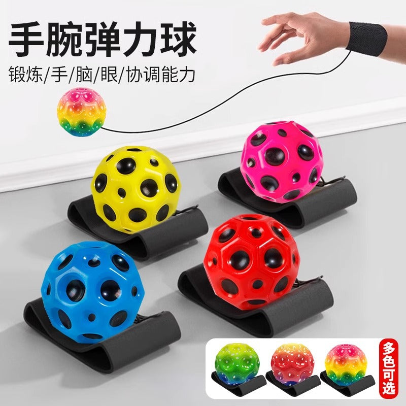 Moon Stone Wrist Bouncy Ball Kidsren's Rope Bouncing Ball Pull Back Bouncing Ball Wrist Ball Fitness Swing Ball - image 1