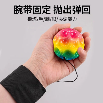 Moon Stone Wrist Bouncy Ball Kidsren's Rope Bouncing Ball Pull Back Bouncing Ball Wrist Ball Fitness Swing Ball - image 2