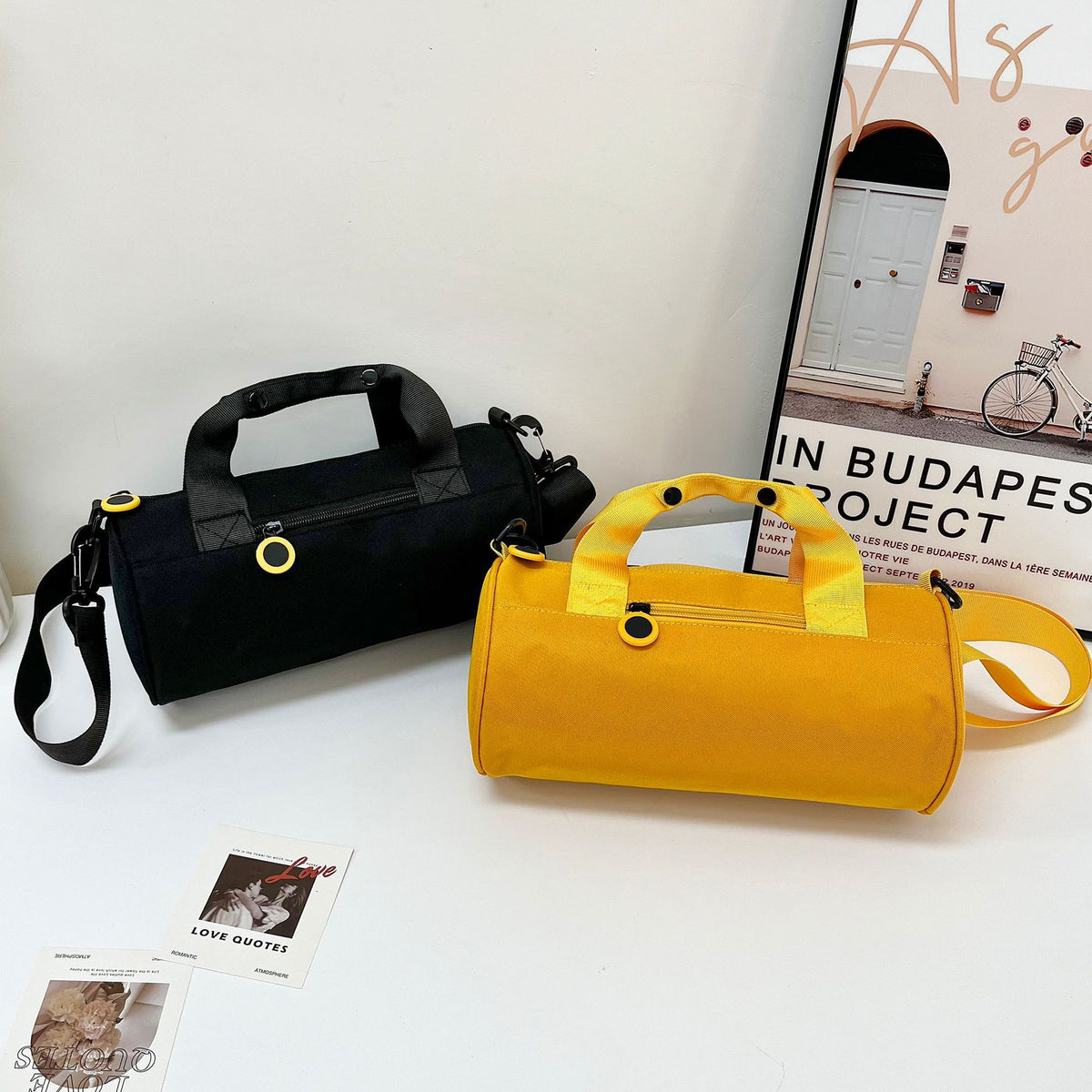 Cylinder Bag Travel Men's Fitness Bag Textured Oxford Cloth Portable Luggage Bag Travel Lightweight Crossbody Bag Sports Bag - image 4