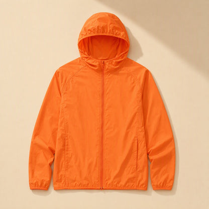 Hooded solid-color polyester sun protection jacket with UPF 30 - view 2