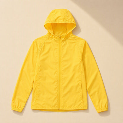 Hooded solid-color polyester sun protection jacket with UPF 30 - view 3