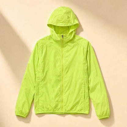 Hooded solid-color polyester sun protection jacket with UPF 30 - view 4