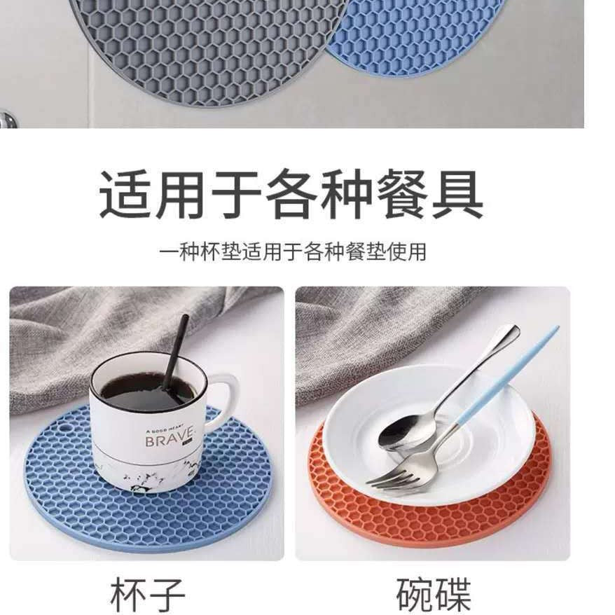 Round Silicone Casserole Mat Honeycomb Insulation Mat Dining Table Mat Silicone Coaster Non-Slip Insulation Kitchen Anti-Scalding and High Temperature Resistance - image 3