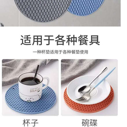 Round Silicone Casserole Mat Honeycomb Insulation Mat Dining Table Mat Silicone Coaster Non-Slip Insulation Kitchen Anti-Scalding and High Temperature Resistance - image 3