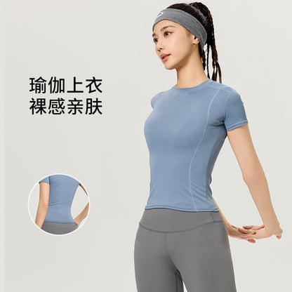 Lulu Yoga Clothing Sports Outdoor Running Quick-Drying Running Fitness Slimming Look Short-Sleeved Yoga Quick-Drying Clothing Tops for Women - image 2