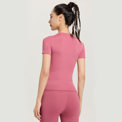 Lulu Yoga Clothing Sports Outdoor Running Quick-Drying Running Fitness Slimming Look Short-Sleeved Yoga Quick-Drying Clothing Tops for Women - image 3