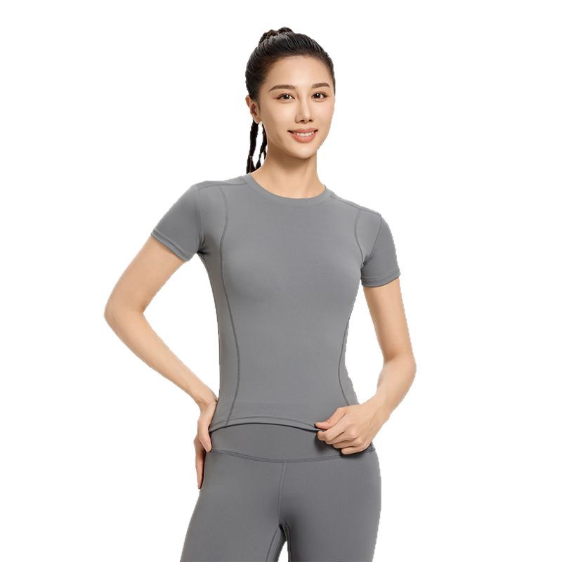 Lulu Yoga Clothing Sports Outdoor Running Quick-Drying Running Fitness Slimming Look Short-Sleeved Yoga Quick-Drying Clothing Tops for Women - image 5