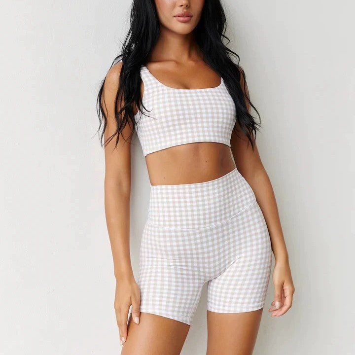 Yoga Printed Suit for Women with Chest Pads, High-Elastic Sports Fitness Vest, High-Waisted Quick-Drying Yoga Shorts, Nine-Point Pants - image 2