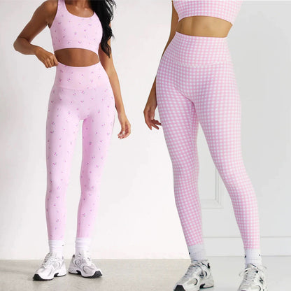 Yoga Printed Suit for Women with Chest Pads, High-Elastic Sports Fitness Vest, High-Waisted Quick-Drying Yoga Shorts, Nine-Point Pants - image 3