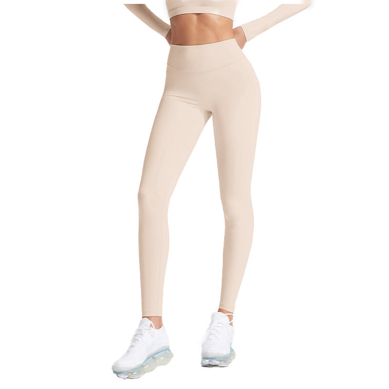 European and American High-Waisted Nude Yoga Pants, No Traps, Tummy-Tightening Butt-Lifting Tights, Outdoor Sports Fitness Pants for Women - image 5
