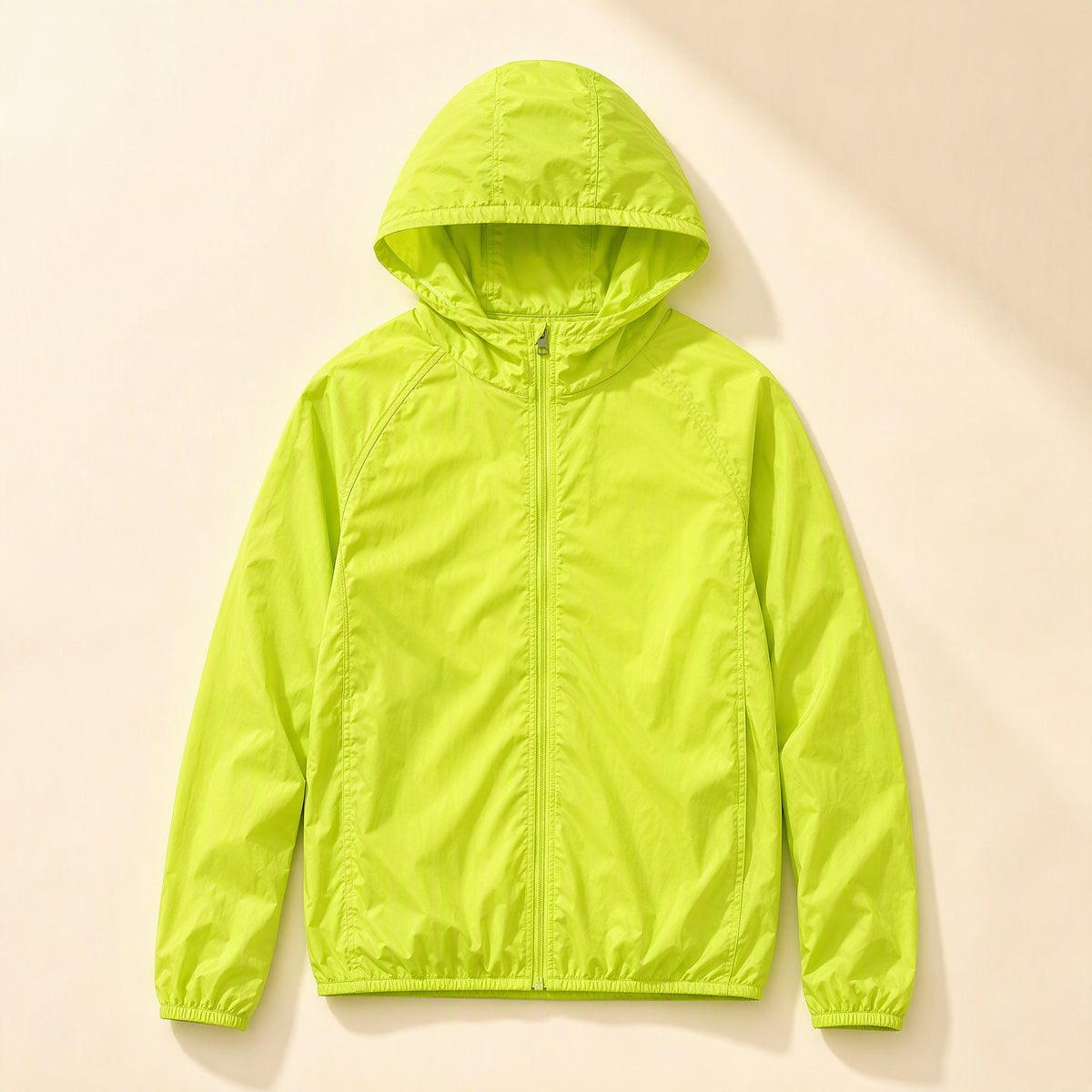 Adult hooded polyester sun protection clothing with a solid-color pattern