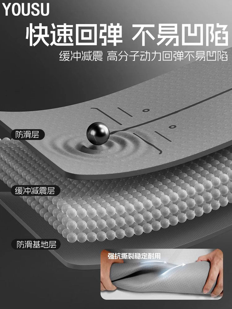 Yoga Mat Fitness Mat for Home Men's 2025 New Professional Anti-Slip Shock Absorption Silent Thickeneded and Widened Sports Floor Mat - image 2