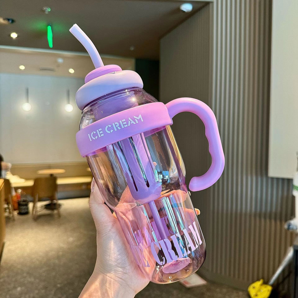 High-Looking, Large-Capacity Sports and Fitness Water Cup, Summer Plastic Cup, Ice Cup, Lucky Belly Cup with Straw - image 3