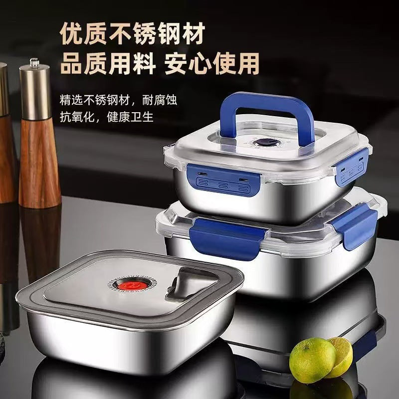 Food-Grade Stainless Steel Crisper Box with Portable Lid, Refrigerator Storage Box, Sealed Fruit Lunch Box, Outdoor High Temperature Resistance - image 2