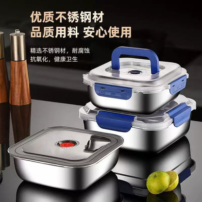 Food-Grade Stainless Steel Crisper Box with Portable Lid, Refrigerator Storage Box, Sealed Fruit Lunch Box, Outdoor High Temperature Resistance - image 2