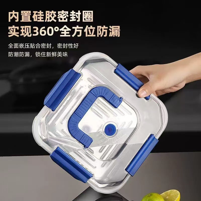 Food-Grade Stainless Steel Crisper Box with Portable Lid, Refrigerator Storage Box, Sealed Fruit Lunch Box, Outdoor High Temperature Resistance - image 3