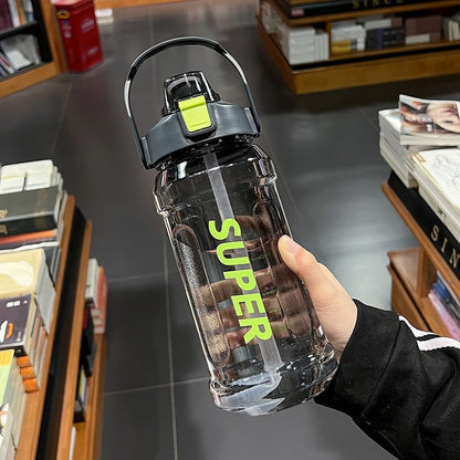 Water Cup Extra Large Capacity 2L Space Cup Straw Cup Summer Student Sports Fitness Water Kettle Plastic Cup Cross-Border Water Cup - image 2
