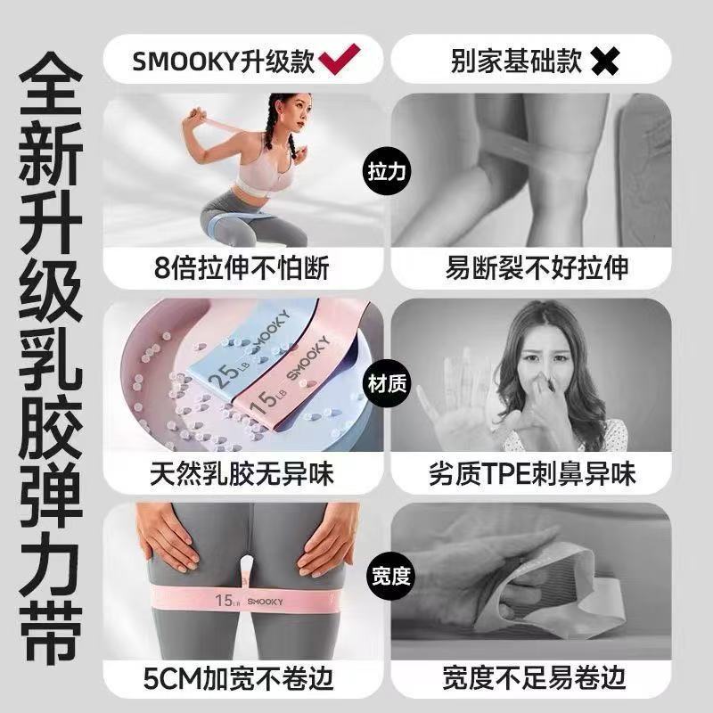 Smooky Elastic Band Fitness Women's Resistance Band Strength Training Yoga Hip Lift Band Hip Shaping - image 3