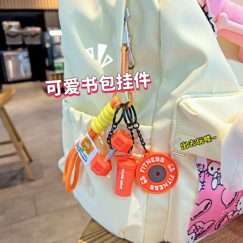 2026 Cartoon Sports Fitness Series Keychain Exquisite Barbell Pendant for Men and Women Backpack Gift Water Bottle Charm - image 4