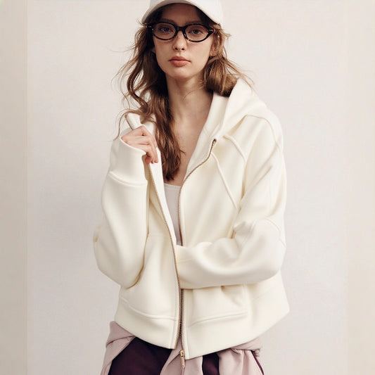 Yoga Wear Sports Gold Zipper Sweatshirt Women's Autumn and Winter Short Hoodie Casual Thin Loose Jacket - image 1
