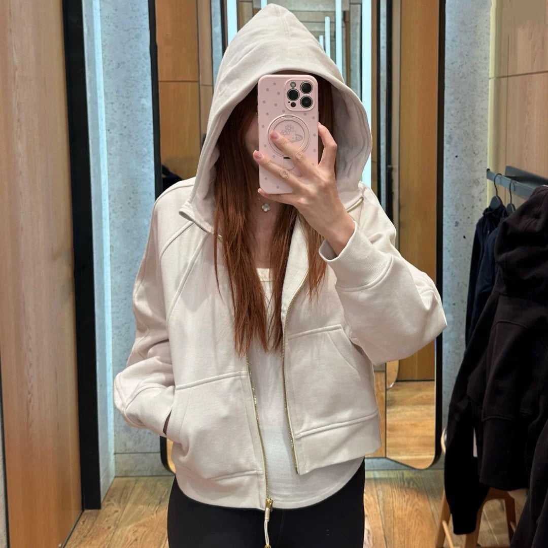 Yoga Wear Sports Gold Zipper Sweatshirt Women's Autumn and Winter Short Hoodie Casual Thin Loose Jacket - image 2