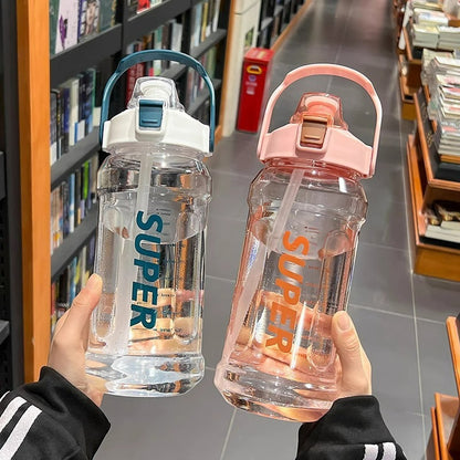 Popular Large-Capacity Octagonal Water Bottle for Summer, Suitable for Students, Lightweight Luxury Feel, Transparent Fitness Water Bottle with Straw - image 2