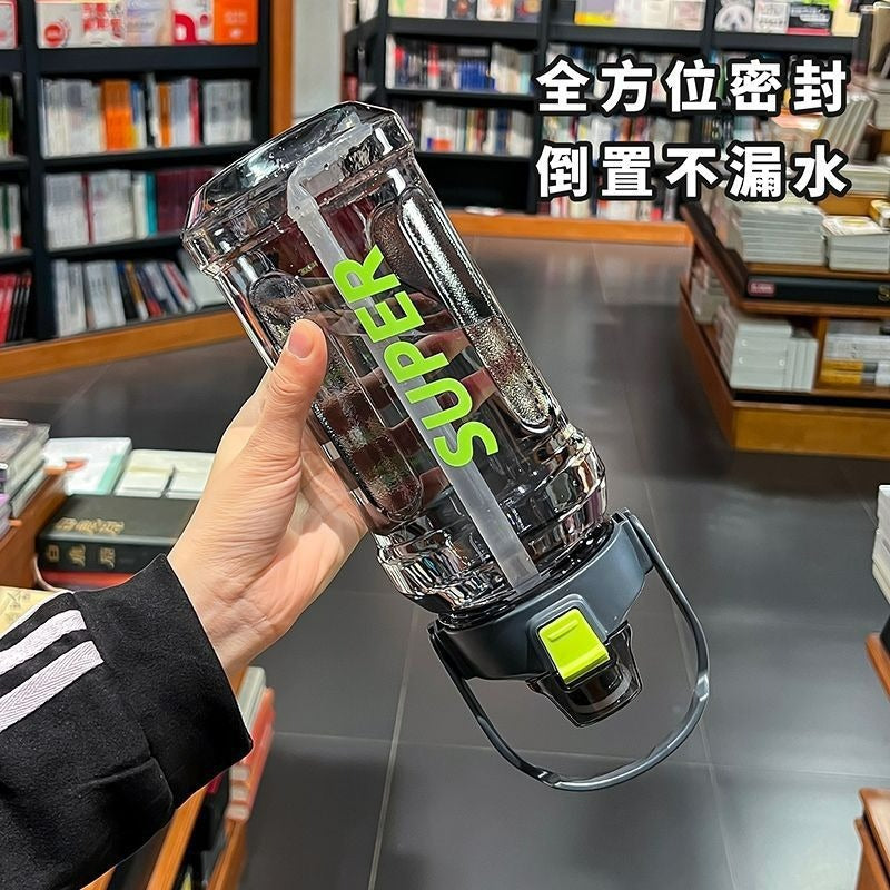 Popular Large-Capacity Octagonal Water Bottle for Summer, Suitable for Students, Lightweight Luxury Feel, Transparent Fitness Water Bottle with Straw - image 3