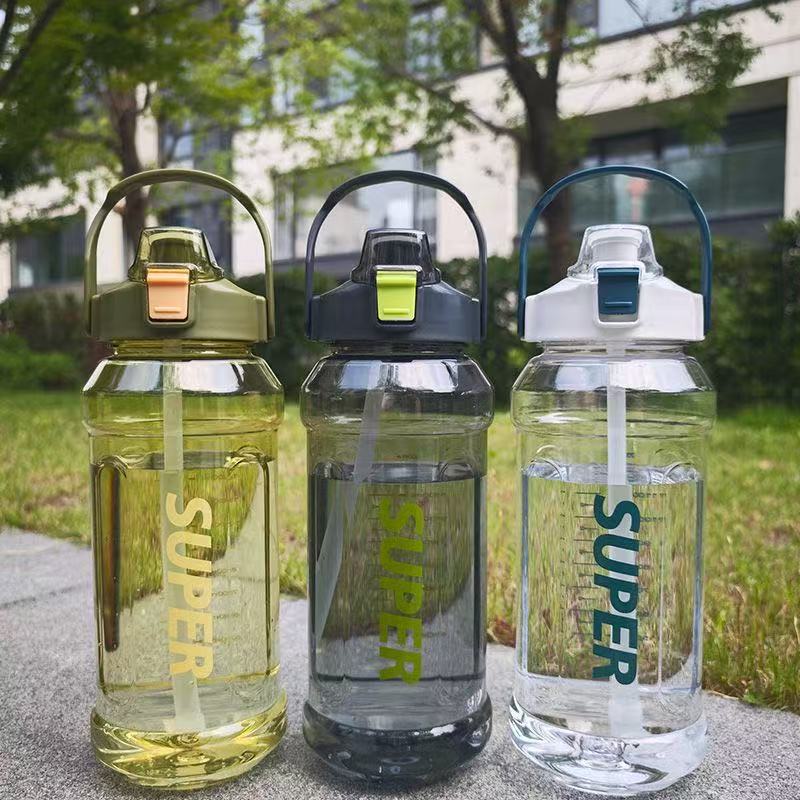 Popular Large-Capacity Octagonal Water Bottle for Summer, Suitable for Students, Lightweight Luxury Feel, Transparent Fitness Water Bottle with Straw - image 4